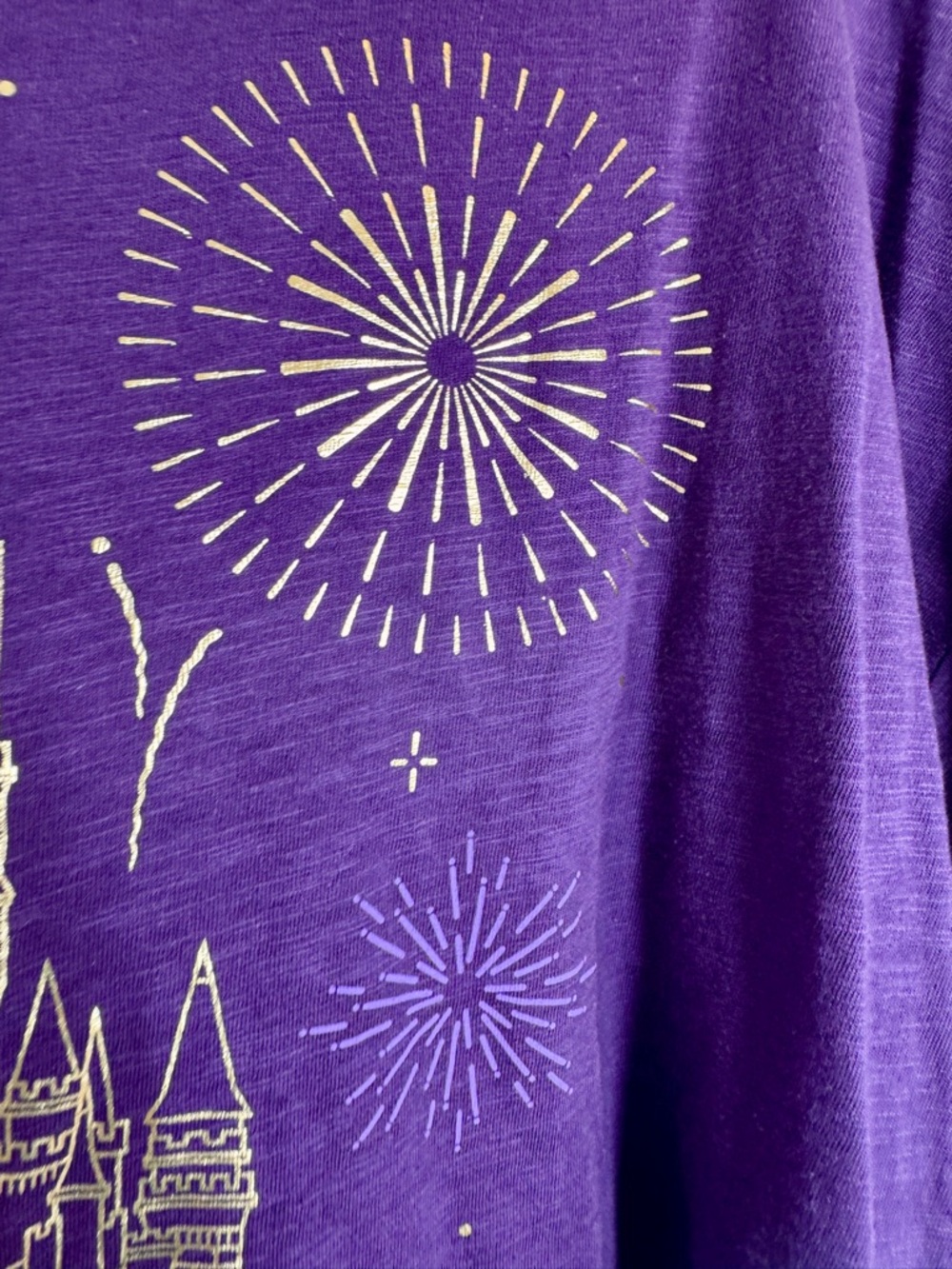 NWT Walt Disney World Purple T-Shirt Gold Cinderella Castle Fireworks Ladies 3X. - Picture 7 of 10